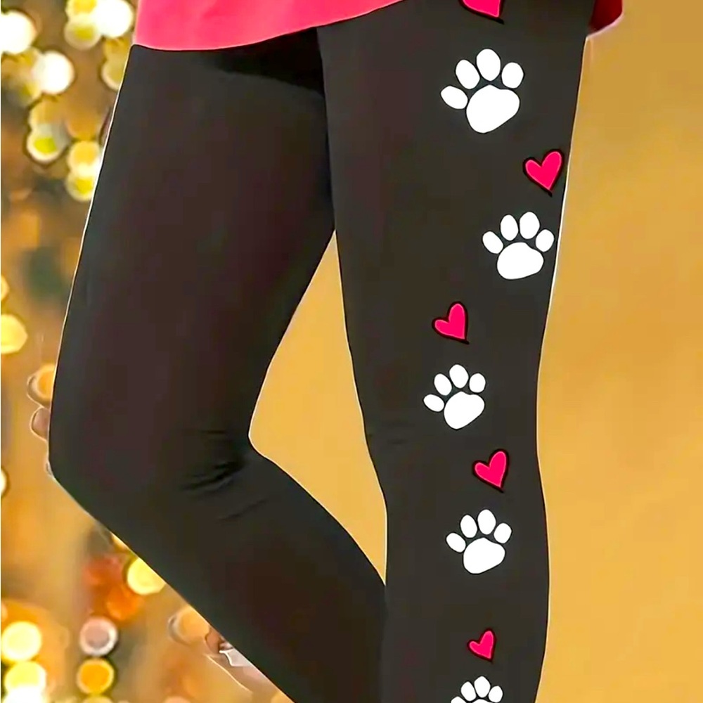 Paws & hearts black leggings new size 12